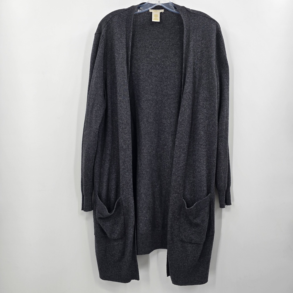 Matty M Cardigan Womens XL Charcoal Gray Open Front Longline Sweater